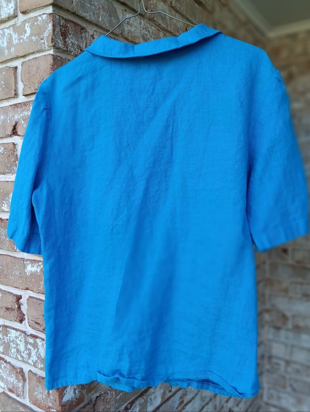 Linen Button-Up Shirt With Peter Pan Collar - Picture 4 of 4